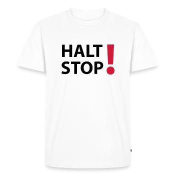 Halt Stop! - T-shirt Premium bio Homme - blanc - Devant - Nico (187cm)