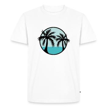 Palmiers devant l’océan - T-shirt Premium bio Homme - blanc - Devant - Nico (187cm)