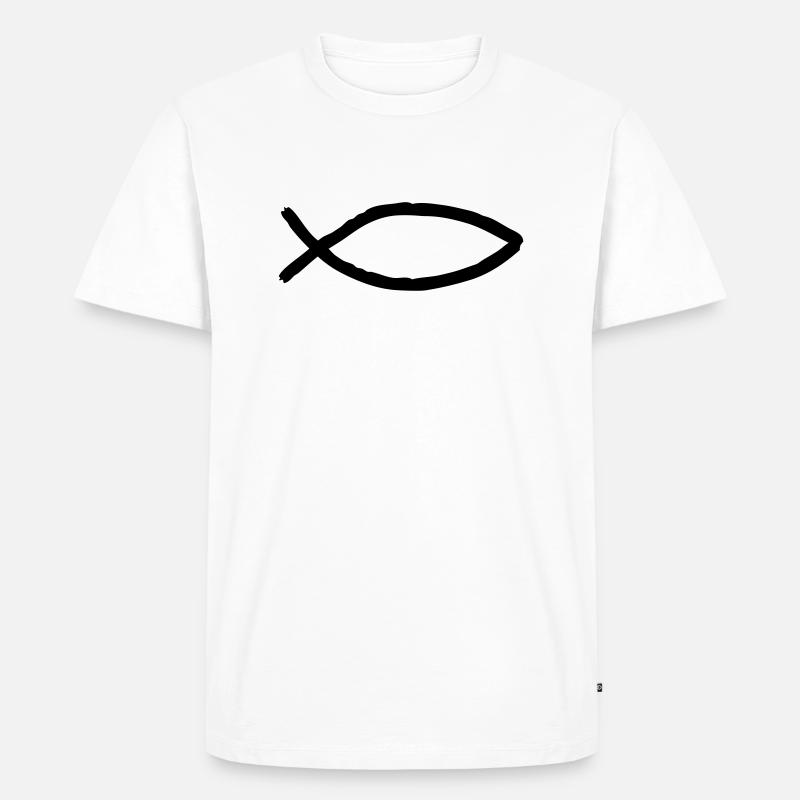 fisch_symbol - Männer Premium Bio T-Shirt - Weiß