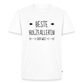 Lumberjack Bûcheron Logger Holzfäller Bois Wood - Men's Premium Organic T-Shirt - white - Front - Nico (187cm)