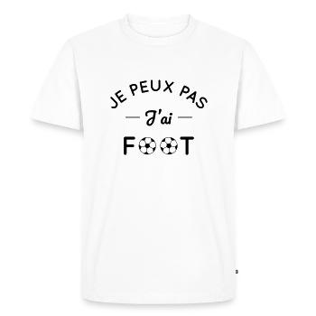 Je peux pas j'ai foot - T-shirt Premium bio Homme - blanc - Devant - Nico (187cm)