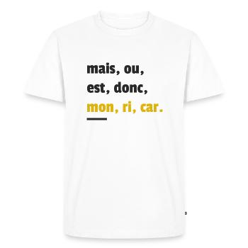 mais ou est donc mon ri car !! - T-shirt Premium bio Homme - blanc - Devant - Nico (187cm)