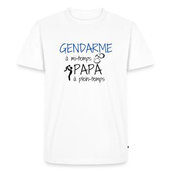 Cadeau papa gendarme - T-shirt Premium bio Homme - blanc - Devant - Nico (187cm)