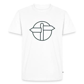 Blank direction sign in a circle - Men's Premium Organic T-Shirt - white - Front - Nico (187cm)