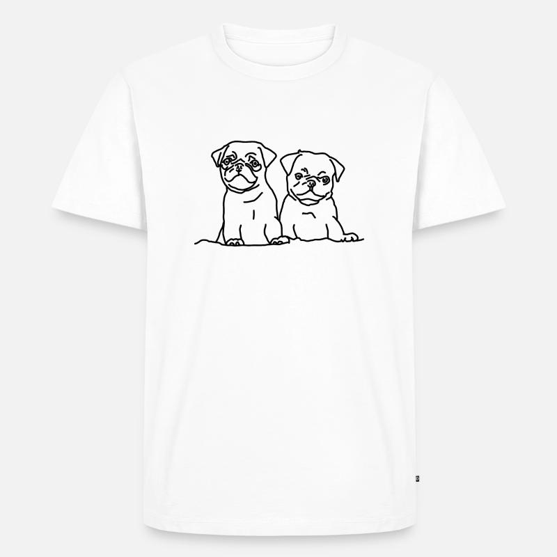 Für Hundefreunde: zwei junge Möpse - Männer Premium Bio T-Shirt - Weiß