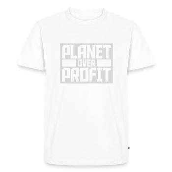 planet over profit quote - Men's Premium Organic T-Shirt - white - Front - Nico (187cm)