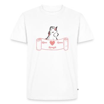 Vivre, aimer, rire - Blanc/Rose - T-shirt Premium bio Homme - blanc - Devant - Nico (187cm)