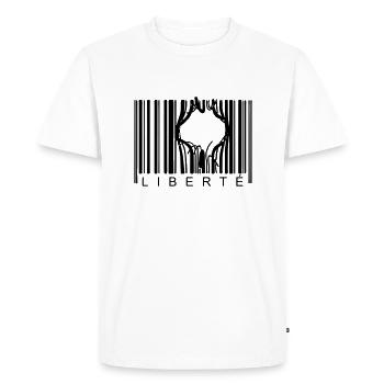 LIBERTE CODE BARRE - T-shirt Premium bio Homme - blanc - Devant - Nico (187cm)