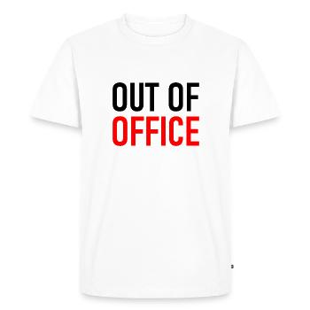 out of office - Nicht im Büro - ausserhaus - Men's Premium Organic T-Shirt - white - Front - Nico (187cm)