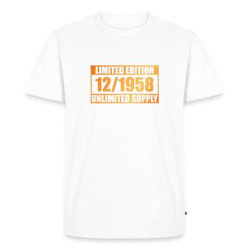 65e anniversaire édition limitée - ꝏ approvisionnement 12/1958 - T-shirt Premium bio Homme - blanc - Devant - Nico (187cm)