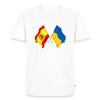 Flag of Spain, Ukraine - Men's Premium Organic T-Shirt - white - Front - Nico (187cm)