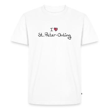 i_love_st_peter_ording__f2 - Men's Premium Organic T-Shirt - white - Front - Nico (187cm)