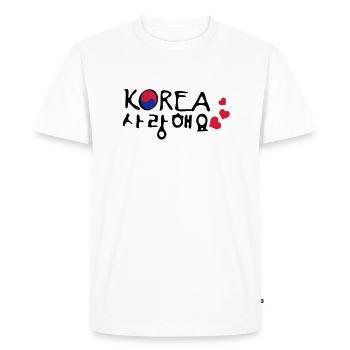 Amour Corée du Sud en langue coréenne - T-shirt Premium bio Homme - blanc - Devant - Nico (187cm)