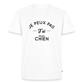 Je peux pas j'ai mon chien - T-shirt Premium bio Homme - blanc - Devant - Nico (187cm)