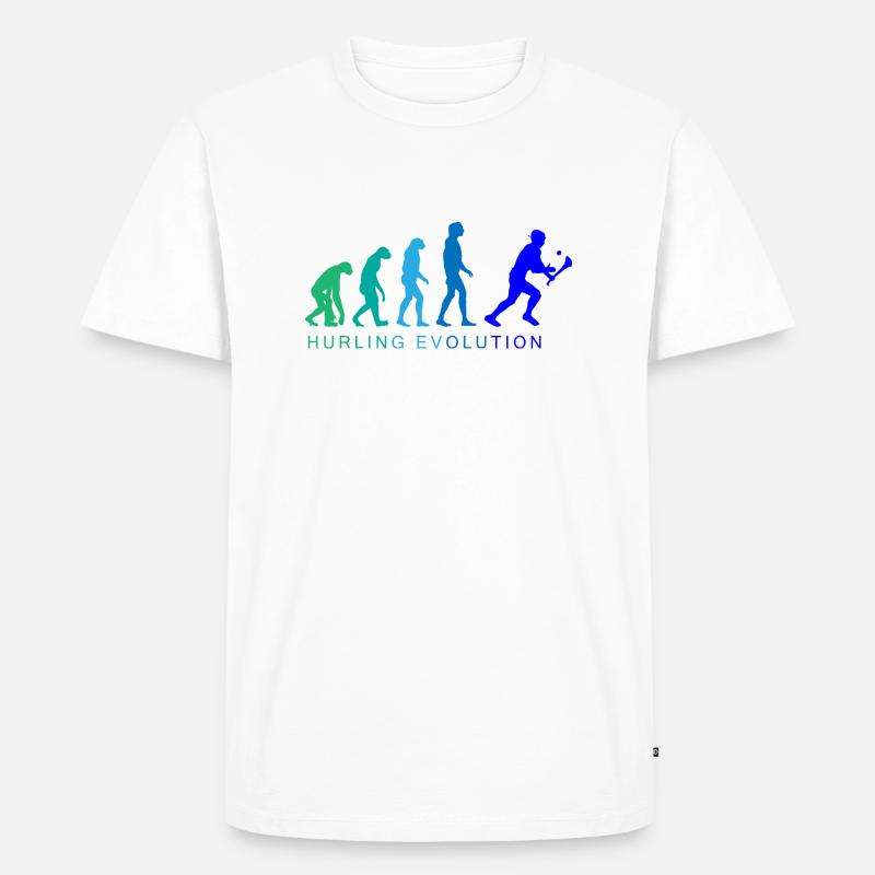 Die Evolution von Hurling - Männer Premium Bio T-Shirt - Weiß