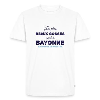 Les plus beaux gosses sont à bayonne - T-shirt Premium bio Homme - blanc - Devant - Nico (187cm)