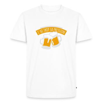 J'ai trop la pression - T-shirt Premium bio Homme - blanc - Devant - Nico (187cm)