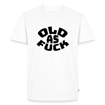 old AF Text Logo - Men's Premium Organic T-Shirt - white - Front - Nico (187cm)