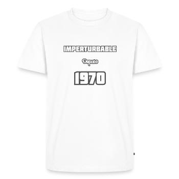 Année de naissance / Birth year - 1970 - T-shirt Premium bio Homme - blanc - Devant - Nico (187cm)