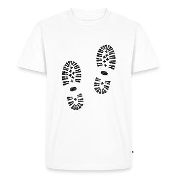 Empreintes de bottes, chaussures de randonnée, randonnée en montagne - T-shirt Premium bio Homme - blanc - Devant - Nico (187cm)