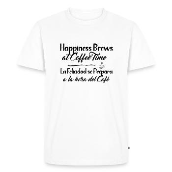 Happiness and Coffee Time - Espagnol et anglais - T-shirt Premium bio Homme - blanc - Devant - Nico (187cm)
