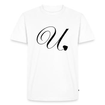 Lettre u calligraphie cœur - T-shirt Premium bio Homme - blanc - Devant - Nico (187cm)