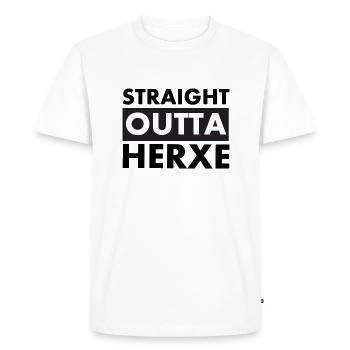 Straigt OUTTA HERXE Herxheim Pfalz - Men's Premium Organic T-Shirt - white - Front - Nico (187cm)