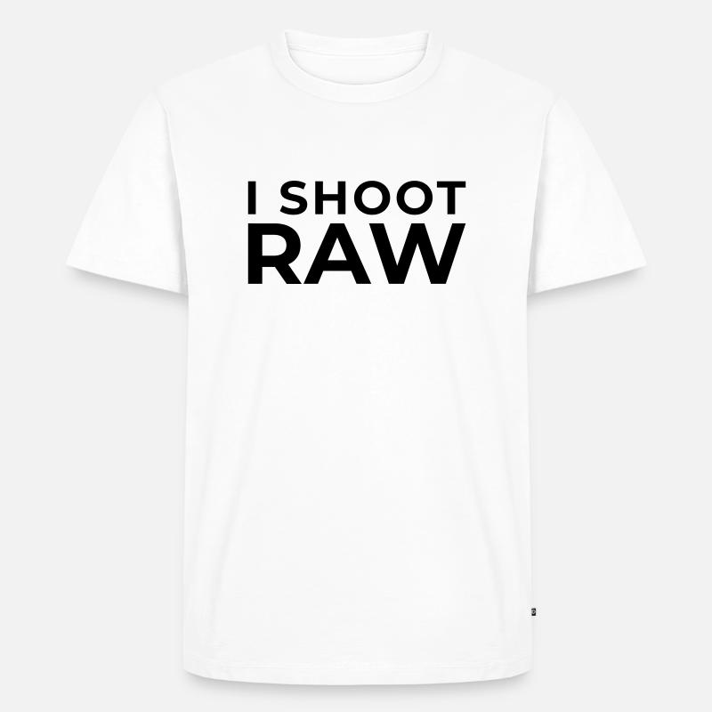 We don't shoot JPEG! - Männer Premium Bio T-Shirt - Weiß