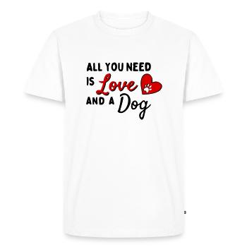All You Need Is Love AND a Dog - Herz mit Pfote - Men's Premium Organic T-Shirt - white - Front - Nico (187cm)