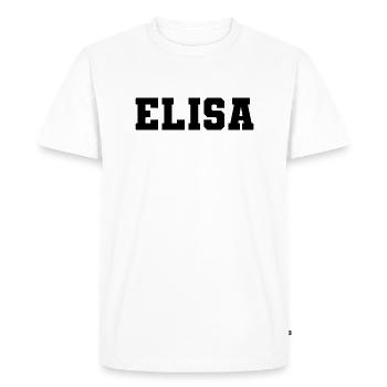 Nom - Elisa - T-shirt Premium bio Homme - blanc - Devant - Nico (187cm)