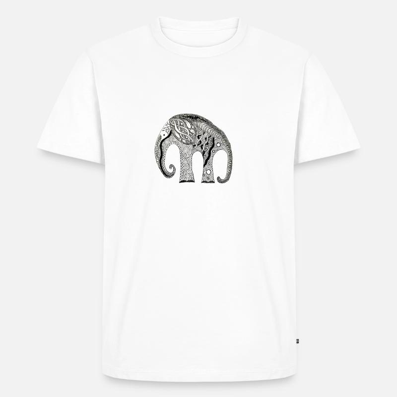 Elefant zentangle - Männer Premium Bio T-Shirt - Weiß