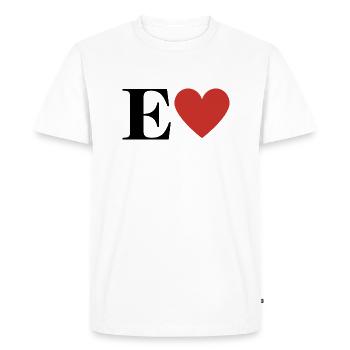 Letter e red heart - Men's Premium Organic T-Shirt - white - Front - Nico (187cm)