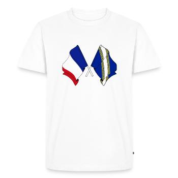 Drapeau de la France Ardenne croisée - T-shirt Premium bio Homme - blanc - Devant - Nico (187cm)