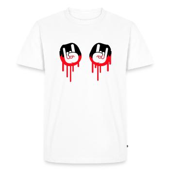 Heavy Metal Hard Rock Graffiti Horns Hand Gesture - Men's Premium Organic T-Shirt - white - Front - Nico (187cm)