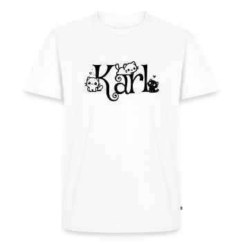 Karl Nom Prénom Nom du chaton - T-shirt Premium bio Homme - blanc - Devant - Nico (187cm)