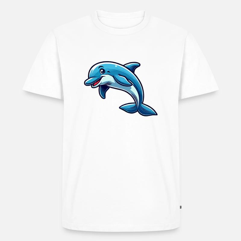 Delfin Delphin Comic - Männer Premium Bio T-Shirt - Weiß