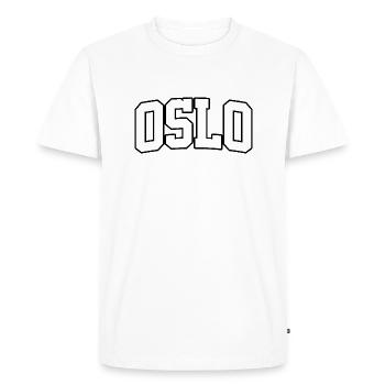 Logo Oslo : Design collégial au style nordique - T-shirt Premium bio Homme - blanc - Devant - Nico (187cm)