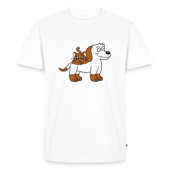 Chien Chat Deux Amis Équipe Chaton 2 Duo Équipage - T-shirt Premium bio Homme - blanc - Devant - Nico (187cm)