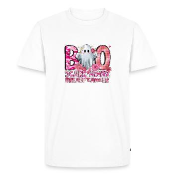 Boo Scare Away Cancer du sein - T-shirt Premium bio Homme - blanc - Devant - Nico (187cm)