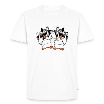 2 hiboux Dabbing Dab Danse Pose Geste Lunettes de soleil - T-shirt Premium bio Homme - blanc - Devant - Nico (187cm)