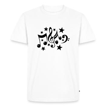 notes de musique et 1c étoiles - T-shirt Premium bio Homme - blanc - Devant - Nico (187cm)