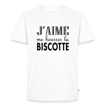 J'aime me beurrer la biscotte - T-shirt Premium bio Homme - blanc - Devant - Nico (187cm)