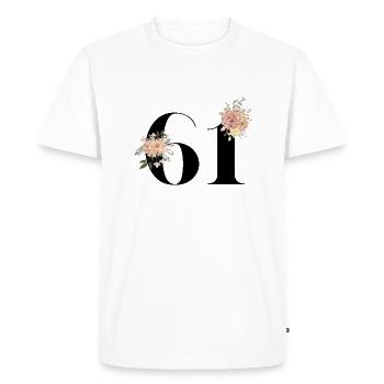61e anniversaire fleuris (Cadeau de 61 ans) - T-shirt Premium bio Homme - blanc - Devant - Nico (187cm)