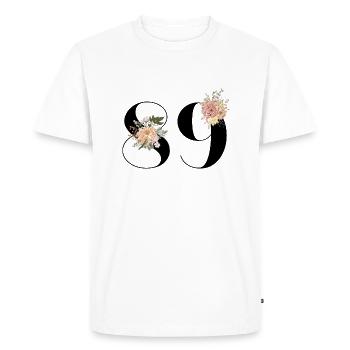 89e anniversaire fleuris (Cadeau de 89 ans) - T-shirt Premium bio Homme - blanc - Devant - Nico (187cm)