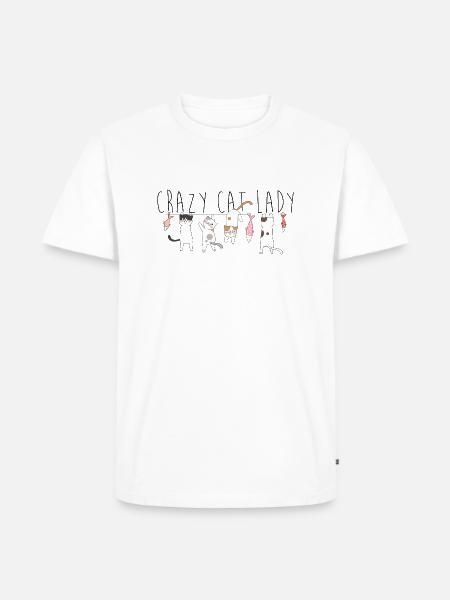 CRAZY CAT LADY - Männer Premium Bio T-Shirt - Weiß