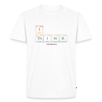Je PENSE (périodiquement) - Drôle de dicton - T-shirt Premium bio Homme - blanc - Devant - Nico (187cm)