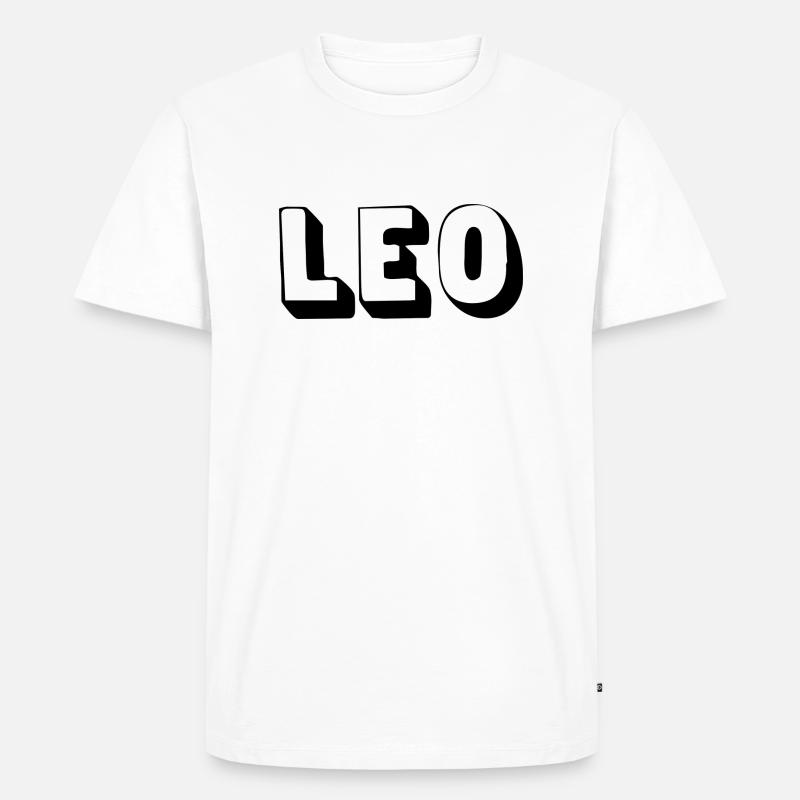 Name - Leo - Männer Premium Bio T-Shirt - Weiß