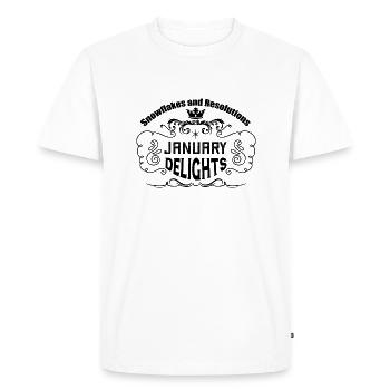 Snowflakes and Resolutions: January Delights. - Men's Premium Organic T-Shirt - white - Front - Nico (187cm)