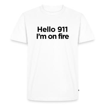 I AM ON FIRE - Men's Premium Organic T-Shirt - white - Front - Nico (187cm)