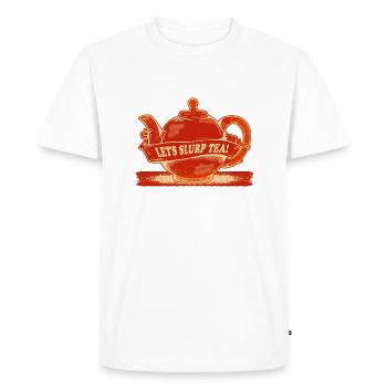 Théière rouge L’heure du thé - T-shirt Premium bio Homme - blanc - Devant - Nico (187cm)